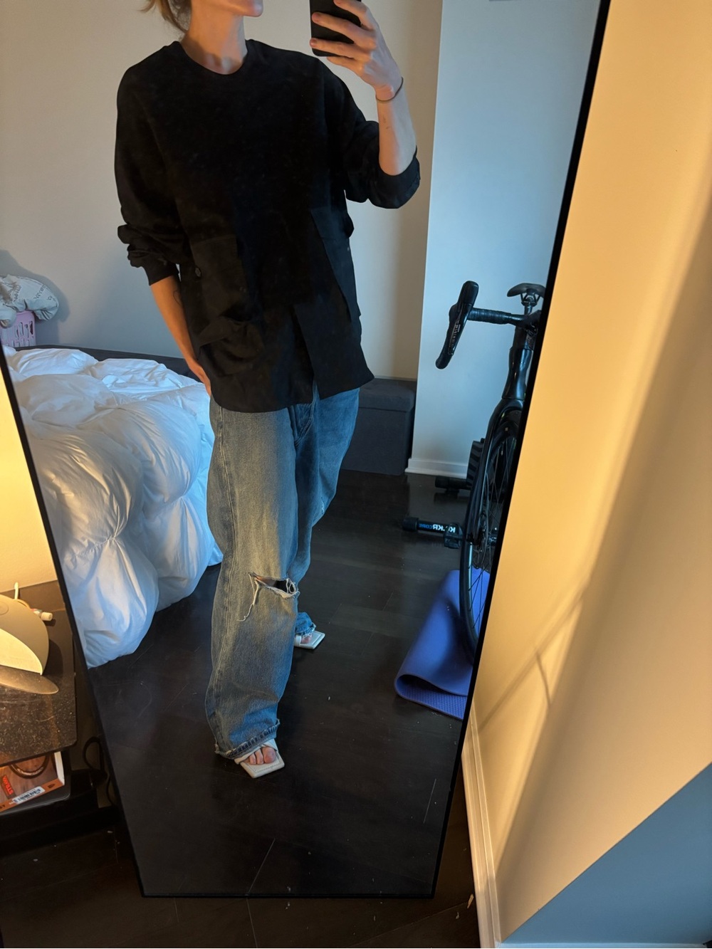 Black two in one sweatshirt shirt